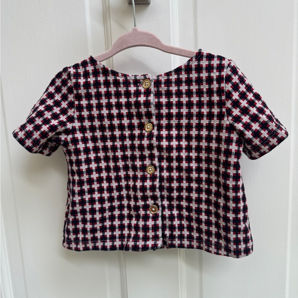NWOT Janie & Jack 2T Multicolored Girls Formal Checkered Bow Quarter Sleeve Top - Picture 4 of 4